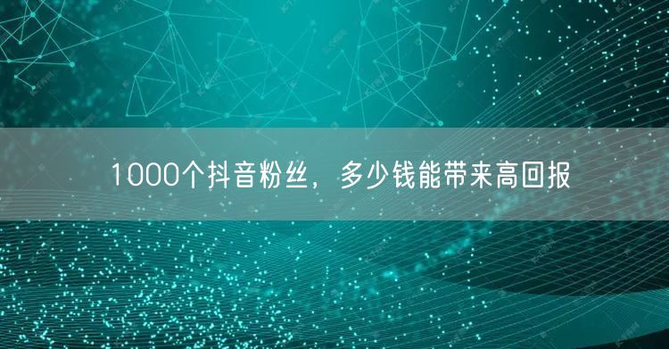 1000个抖音粉丝，多少钱能带来高回报