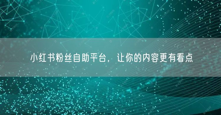 小红书粉丝自助平台，让你的内容更有看点